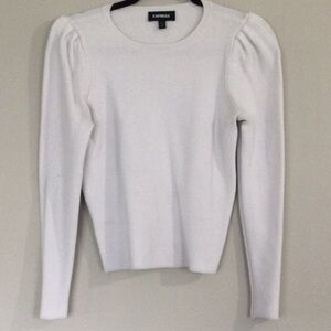 EXPRESS, WHITE, CROPPED SWEATER LONG SLEEVE SHIRT, SMALL, USED